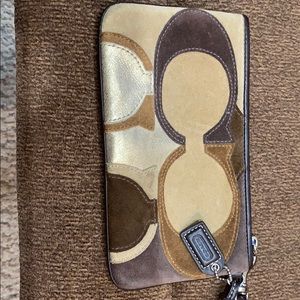 Coach mixed fabric wristlet (used, like new)
